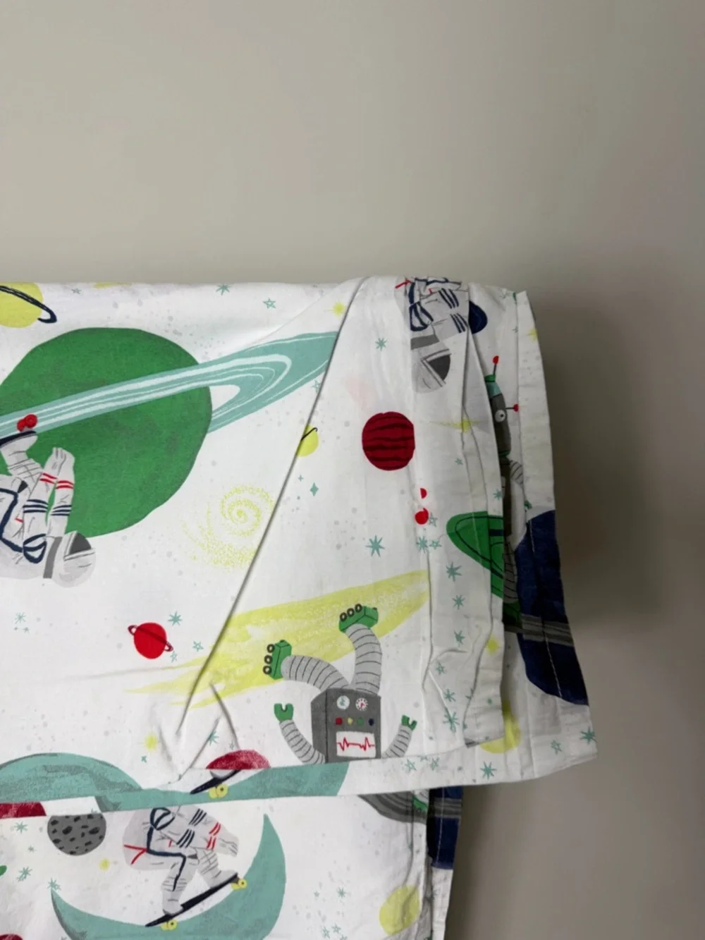 Pottery Barn Kids Robot Space Skateboard Twin Flat Sheet Bedding Cotton